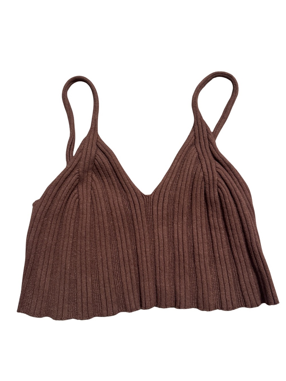 Cider Ribbed Knit Spaghetti Strap Crop Top Brown | Y2K Aesthetic Casual Summer